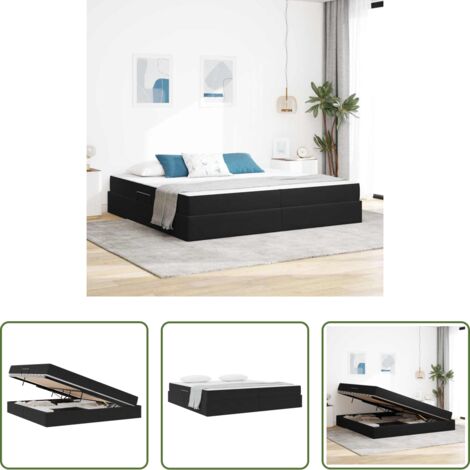 Materasso in velluto -  Letto con contenitore e materasso Nero 200 x 200 cm Velluto