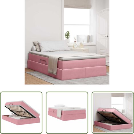 Materasso in velluto -  Letto con contenitore e materasso Rosa 120 x 200 cm Velluto