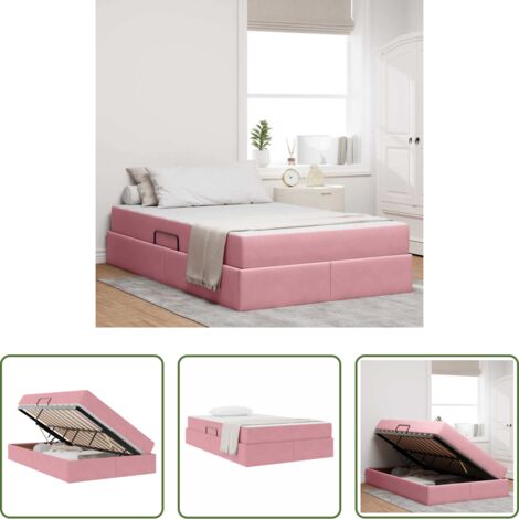 Materasso in velluto -  Letto con contenitore e materasso Rosa 120 x 200 cm Velluto