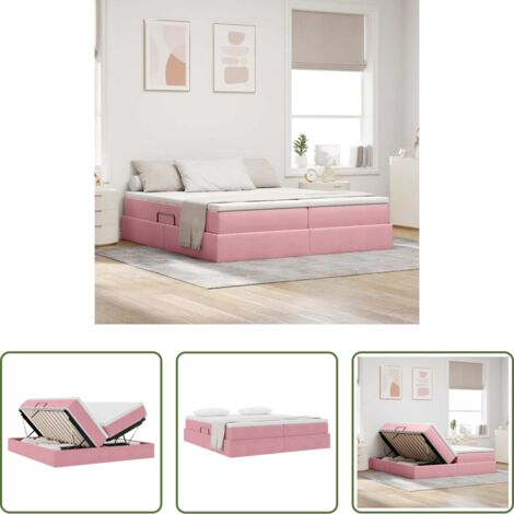 Materasso in velluto -  Letto con contenitore e materasso Rosa 180 x 200 cm Velluto