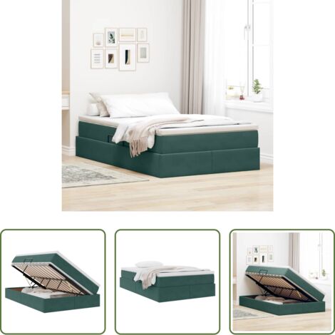 Materasso in velluto -  Letto con contenitore e materasso Verde Scuro 120 x 200 cm