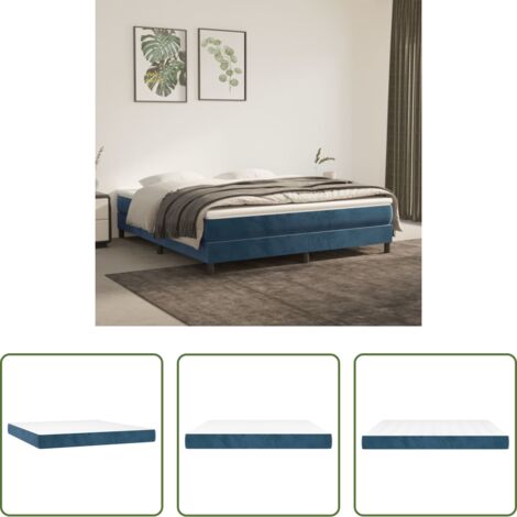 Materasso in velluto -  Materasso a Molle Insacchettate Rigidità Media Blu Scuro 180x200x20 cm in Velluto