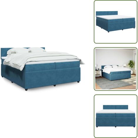 Materasso in velluto - vidaXL Giroletto a Molle con Materasso Blu 200x200 cm in Velluto - Letto con testiera