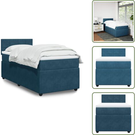 Materasso in velluto - vidaXL Giroletto a Molle con Materasso Blu 80x200 cm in Velluto - Letto con testiera