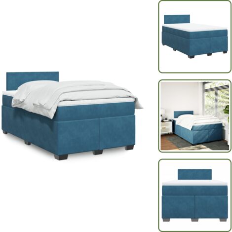 Materasso in velluto - vidaXL Giroletto a Molle con Materasso Blu Scuro 120x190 cm in Velluto - Letto con testiera