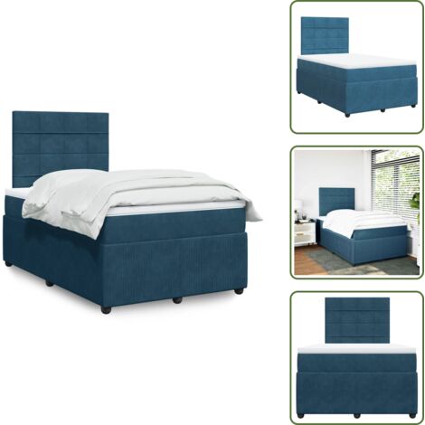 Materasso in velluto - vidaXL Giroletto a Molle con Materasso Blu Scuro 120x190 cm in Velluto - Letto con testiera
