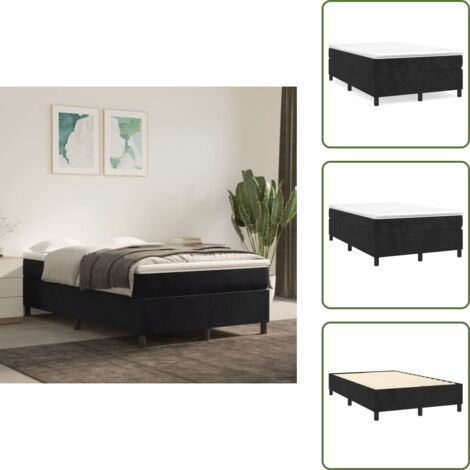 Materasso in velluto - vidaXL Giroletto a Molle con Materasso Nero 120x200 cm in Velluto - Letto con doghe