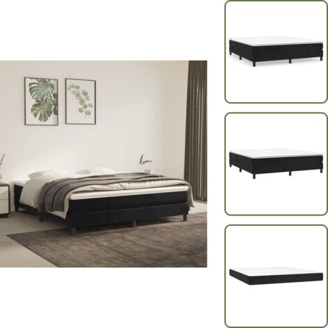 Materasso in velluto - vidaXL Giroletto a Molle con Materasso Nero 160x200 cm in Velluto - Letto con doghe