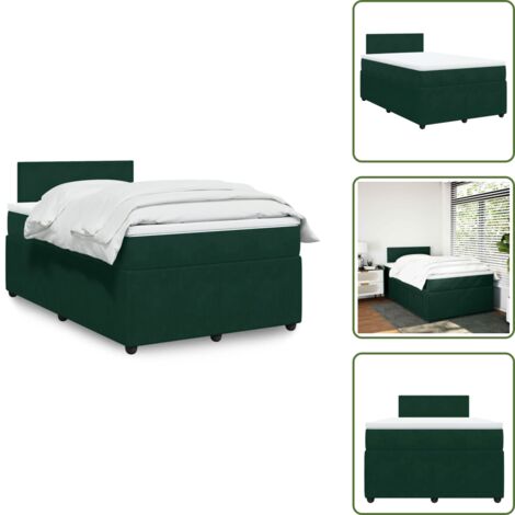 Materasso in velluto - vidaXL Giroletto a Molle con Materasso Verde Scuro 120x190 cm Velluto - Letto con doghe