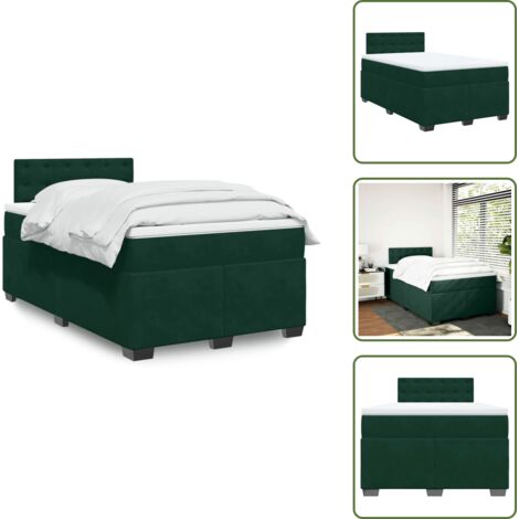 Materasso in velluto - vidaXL Giroletto a Molle con Materasso Verde Scuro 140x190 cm Velluto - Letto con doghe