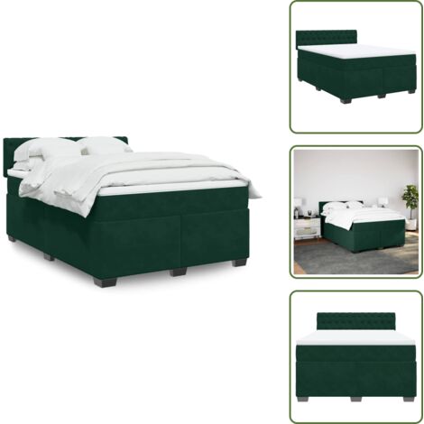 Materasso in velluto - vidaXL Giroletto a Molle con Materasso Verde Scuro 160x200 cm Velluto - Letto con doghe