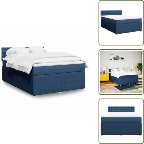 Materasso insacchettato - vidaXL Giroletto a Molle con Materasso Blu 160x200 cm in Tessuto - Coprimaterasso