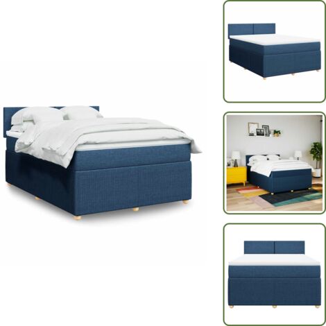 Materasso insacchettato - vidaXL Giroletto a Molle con Materasso Blu 160x200 cm in Tessuto - Coprimaterasso