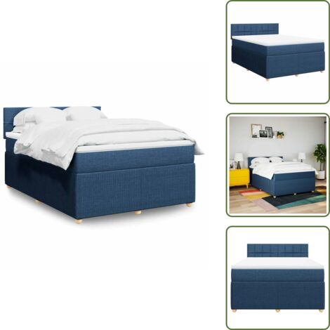 Materasso insacchettato - vidaXL Giroletto a Molle con Materasso Blu 160x200 cm in Tessuto - Coprimaterasso