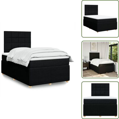 Materasso insacchettato - vidaXL Giroletto a Molle con Materasso Nero 120x190 cm in Tessuto - Testiera regolabile