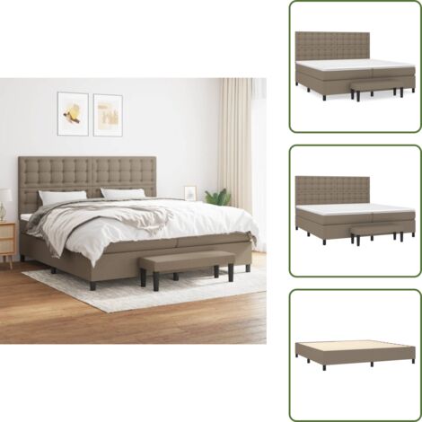 Materasso insacchettato - vidaXL Giroletto a Molle con Materasso Tortora 200x200 cm in Tessuto - Letto con testiera regolabile