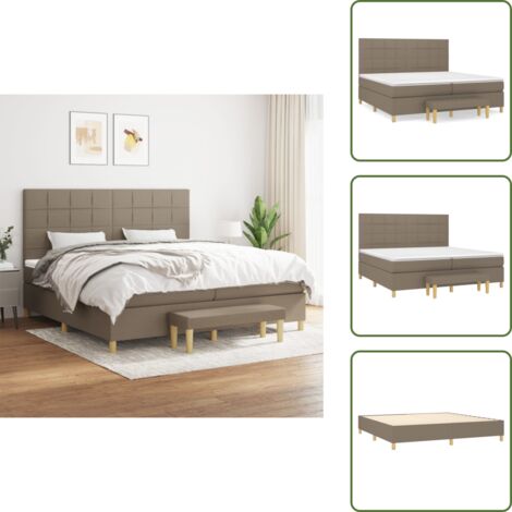 Materasso insacchettato - vidaXL Giroletto a Molle con Materasso Tortora 200x200 cm in Tessuto - Panca multifunzionale