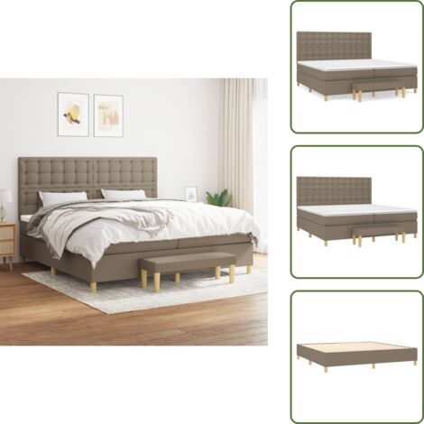 Materasso insacchettato - vidaXL Giroletto a Molle con Materasso Tortora 200x200 cm in Tessuto - Panca multifunzionale