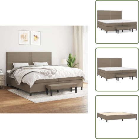 Materasso insacchettato - vidaXL Giroletto a Molle con Materasso Tortora 200x200 cm in Tessuto - Panca multifunzionale