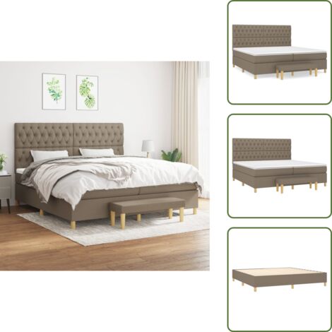 Materasso insacchettato - vidaXL Giroletto a Molle con Materasso Tortora 200x200 cm in Tessuto - Panca multifunzionale