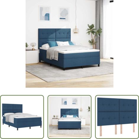 Materasso -  Letto a molle con materasso Blu 140 x 190 cm Tessuto