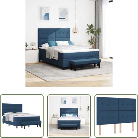 Materasso -  Letto a molle con materasso Blu 140 x 190 cm Tessuto