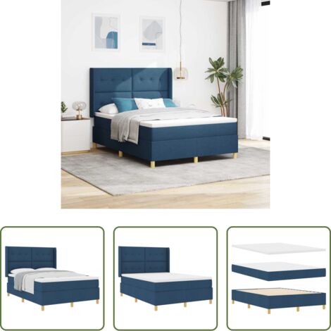Materasso -  Letto a molle con materasso Blu 140 x 190 cm Tessuto