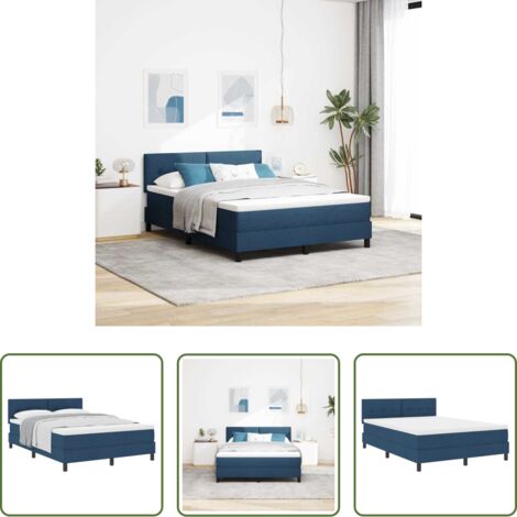 Materasso -  Letto a molle con materasso Blu 140 x 190 cm Tessuto