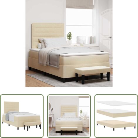 Materasso -  Letto a molle con materasso Crema 120 x 190 cm Tessuto