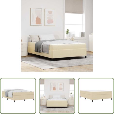 Materasso -  Letto a molle con materasso Crema 140 x 190 cm Tessuto