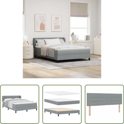 Materasso -  Letto a molle con materasso Grigio chiaro 140 x 190 cm Tessuto