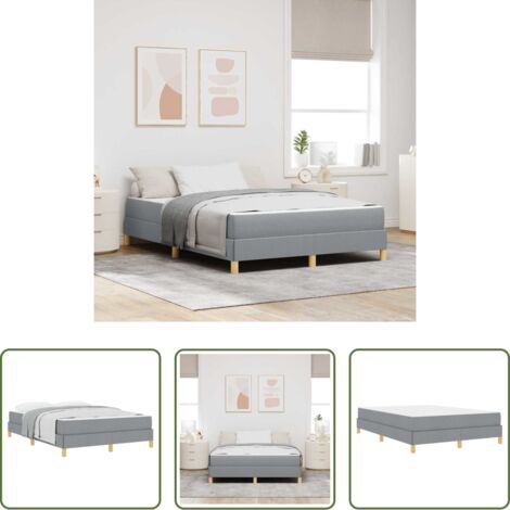Materasso -  Letto a molle con materasso Grigio chiaro 140 x 190 cm Tessuto