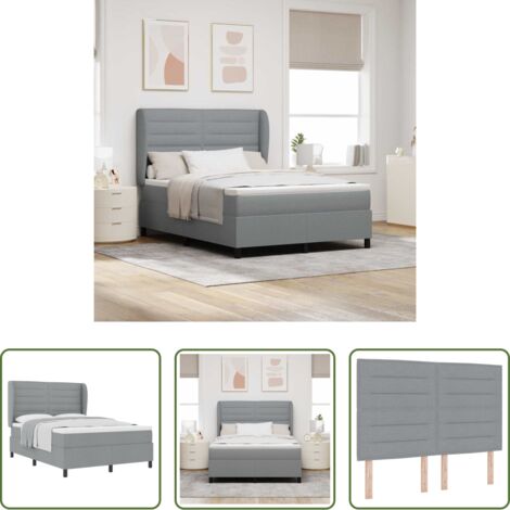 Materasso -  Letto a molle con materasso Grigio chiaro 140 x 190 cm Tessuto
