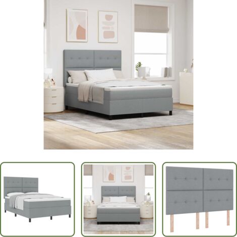 Materasso -  Letto a molle con materasso Grigio chiaro 140 x 190 cm Tessuto