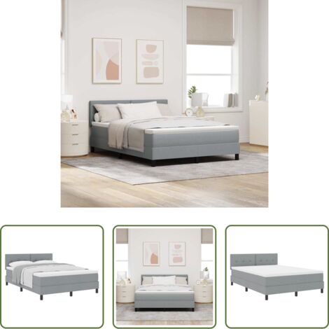 Materasso -  Letto a molle con materasso Grigio chiaro 140 x 190 cm Tessuto
