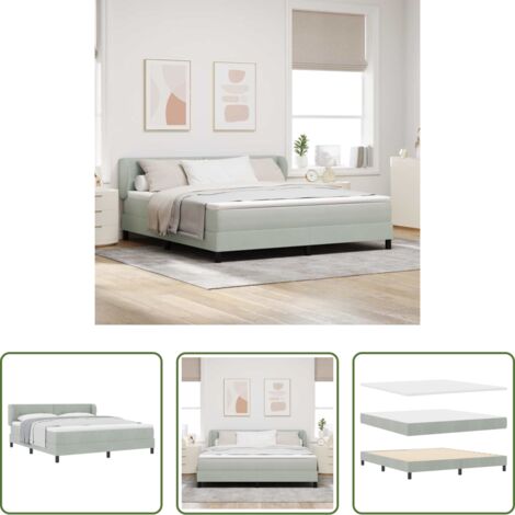 Materasso -  Letto a molle con materasso Grigio chiaro 180 x 200 cm Velluto