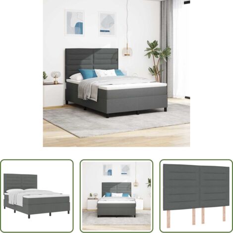 Materasso -  Letto a molle con materasso Grigio scuro 140 x 190 cm Tessuto