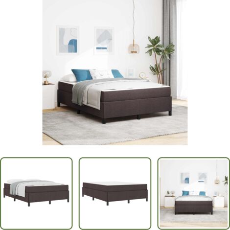 Materasso -  Letto a molle con materasso Marrone Scuro 140 x 190 cm Tessuto