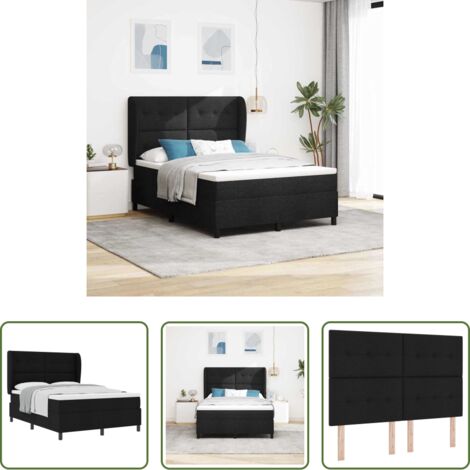 Materasso -  Letto a molle con materasso Nero 160 x 200 cm Tessuto