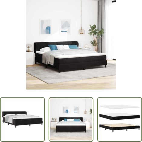 Materasso -  Letto a molle con materasso Nero 180 x 200 cm Velluto