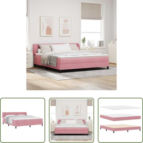 Materasso -  Letto a molle con materasso Rosa 180 x 200 cm Velluto