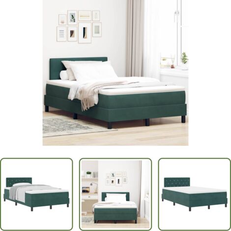 Materasso -  Letto a molle con materasso Verde Scuro 120 x 200 cm Velluto