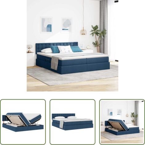 Materasso -  Letto con Contenitore Blu 180 x 200 cm Pelle Sintetica