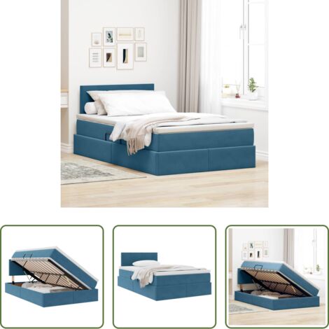 Materasso -  Letto con Contenitore con materasso Blu 120 x 190 cm Velluto
