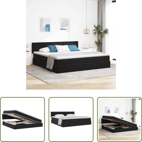 Materasso -  Letto con Contenitore con materasso Nero 200 x 200 cm Velluto