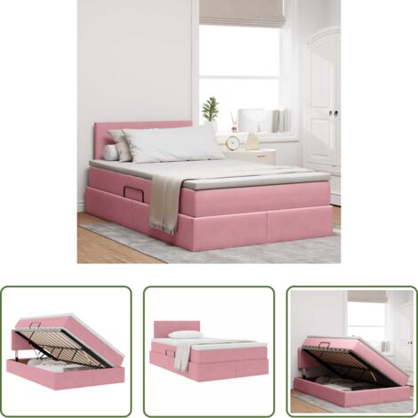 Materasso -  Letto con Contenitore con materasso Rosa 120 x 200 cm Velluto
