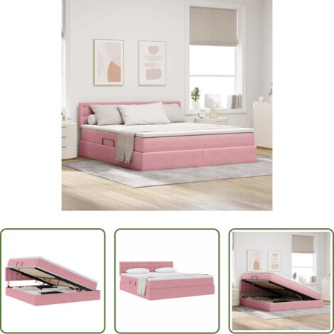 Materasso -  Letto con Contenitore con materasso Rosa 160 x 200 cm Velluto