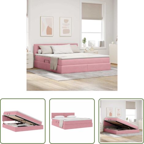 Materasso -  Letto con Contenitore con materasso Rosa 180 x 200 cm Velluto