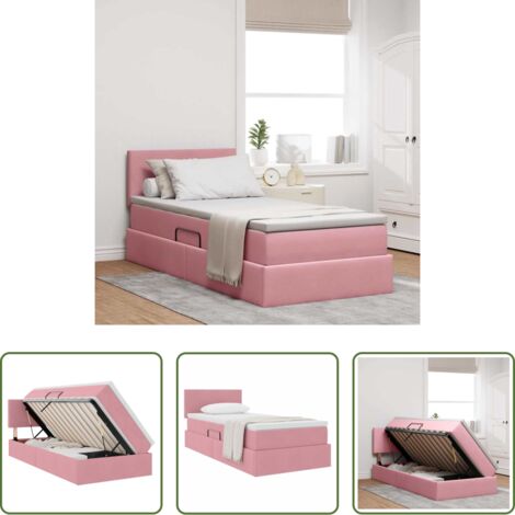 Materasso -  Letto con Contenitore con materasso Rosa 90 x 200 cm Velluto
