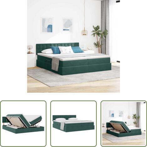 Materasso -  Letto con Contenitore con materasso Verde Scuro 100 x 200 cm